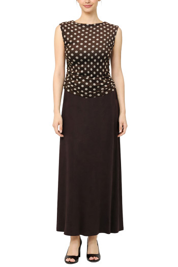 POLKA DOT MESH SLEEVELESS SIDE RUCHED